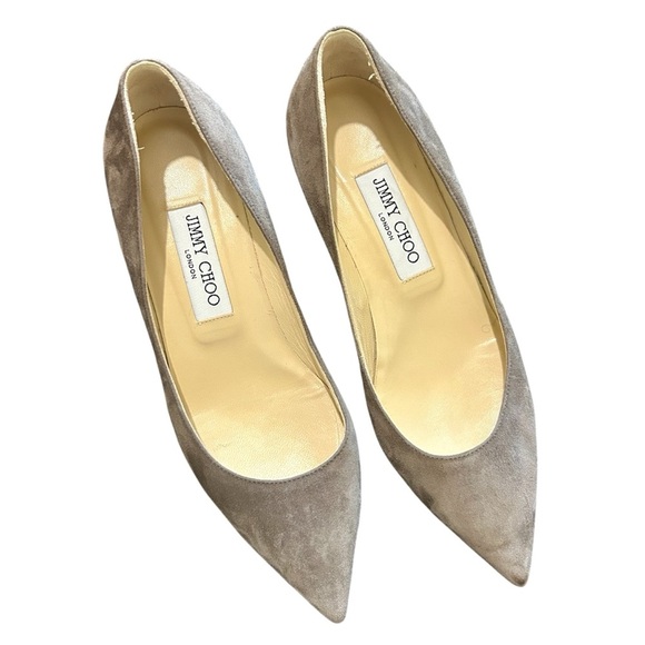 Jimmy Choo Romy Stone Suede Wedge Pointed Toe Pumps SIZE 36 1/2 1.5” Heel - Picture 2 of 9